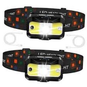 Rechargeable Motion Sensor Headlamp 1200 Lumens, 2-Pack Waterproof LED